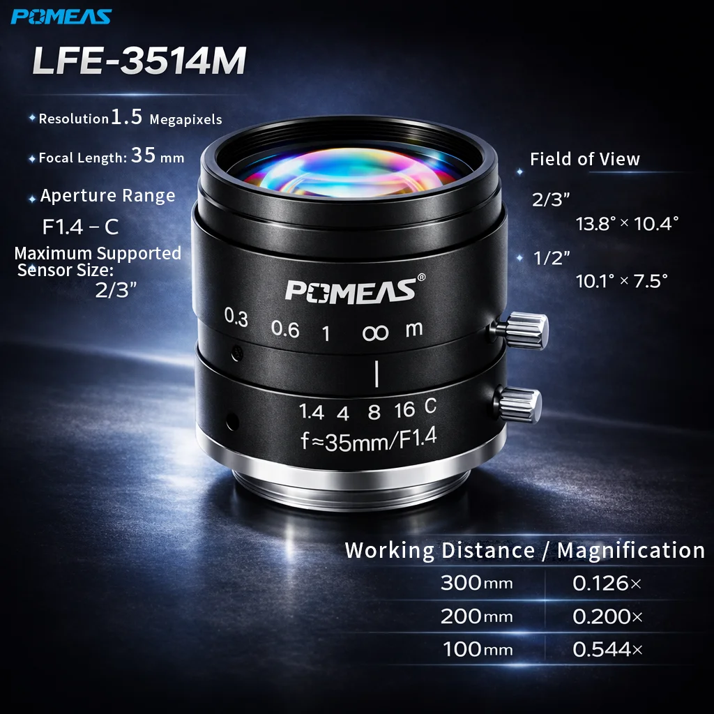 PMS-LFE-3514M 35mm F1.4 C-Mount FA Lens for Machine Vision