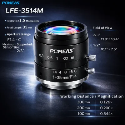 PMS-LFE-3514M 35mm F1.4 C-Mount FA Lens for Machine Vision