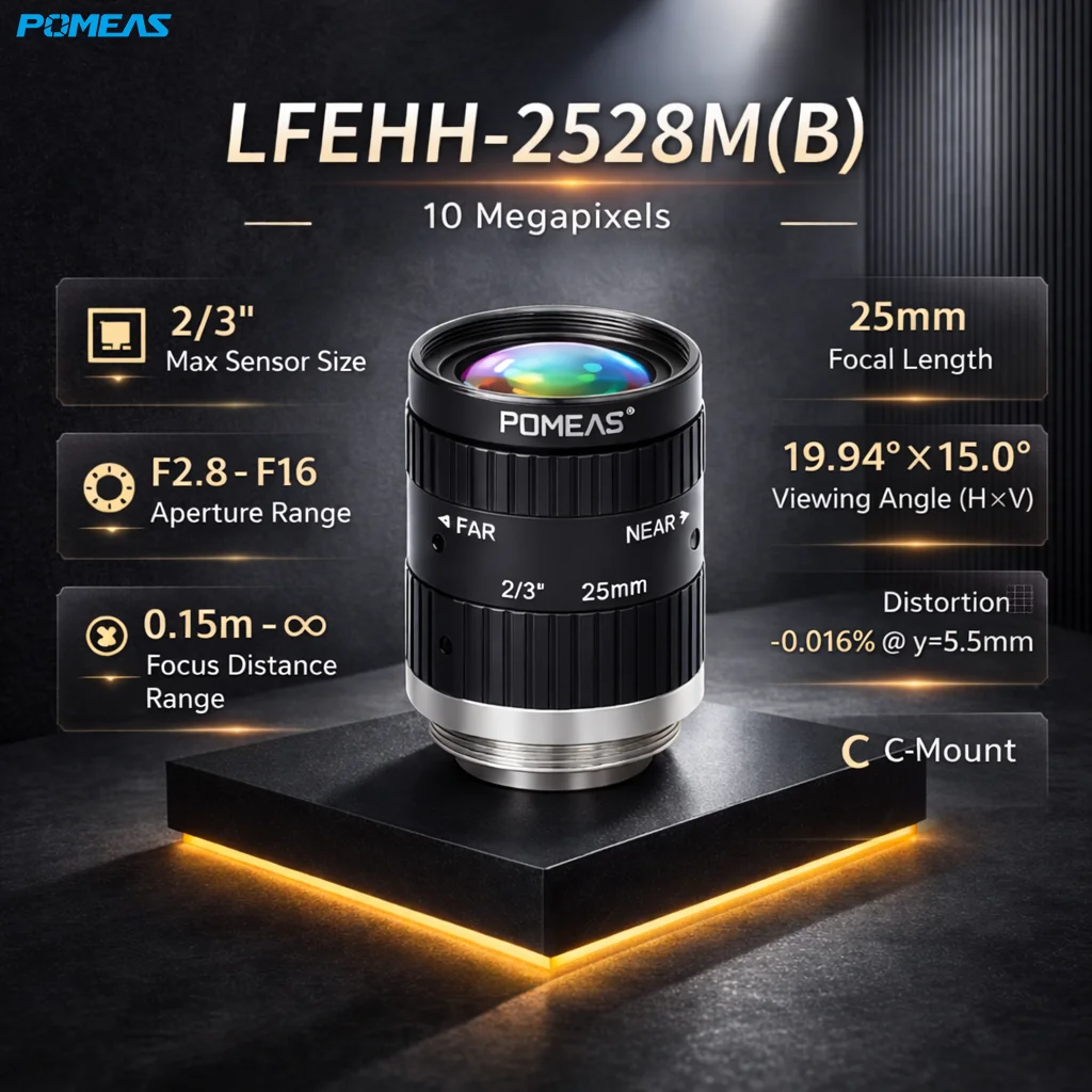 25mm 2/3-Inch 10MP VIS-NIR C-Mount Lens | POMEAS