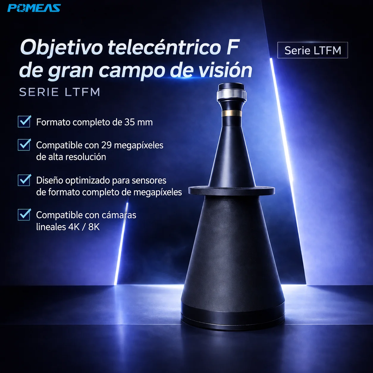 Lente telecéntrico 0,106X para medición de gran campo
