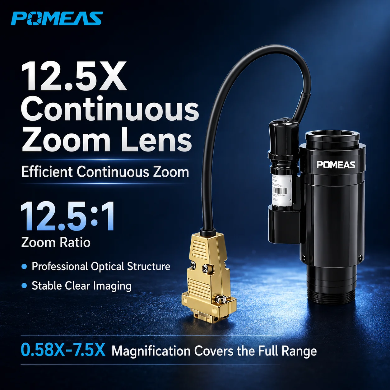Pomeas Motorized 12.5X Zoom Lens for Automated Inspection