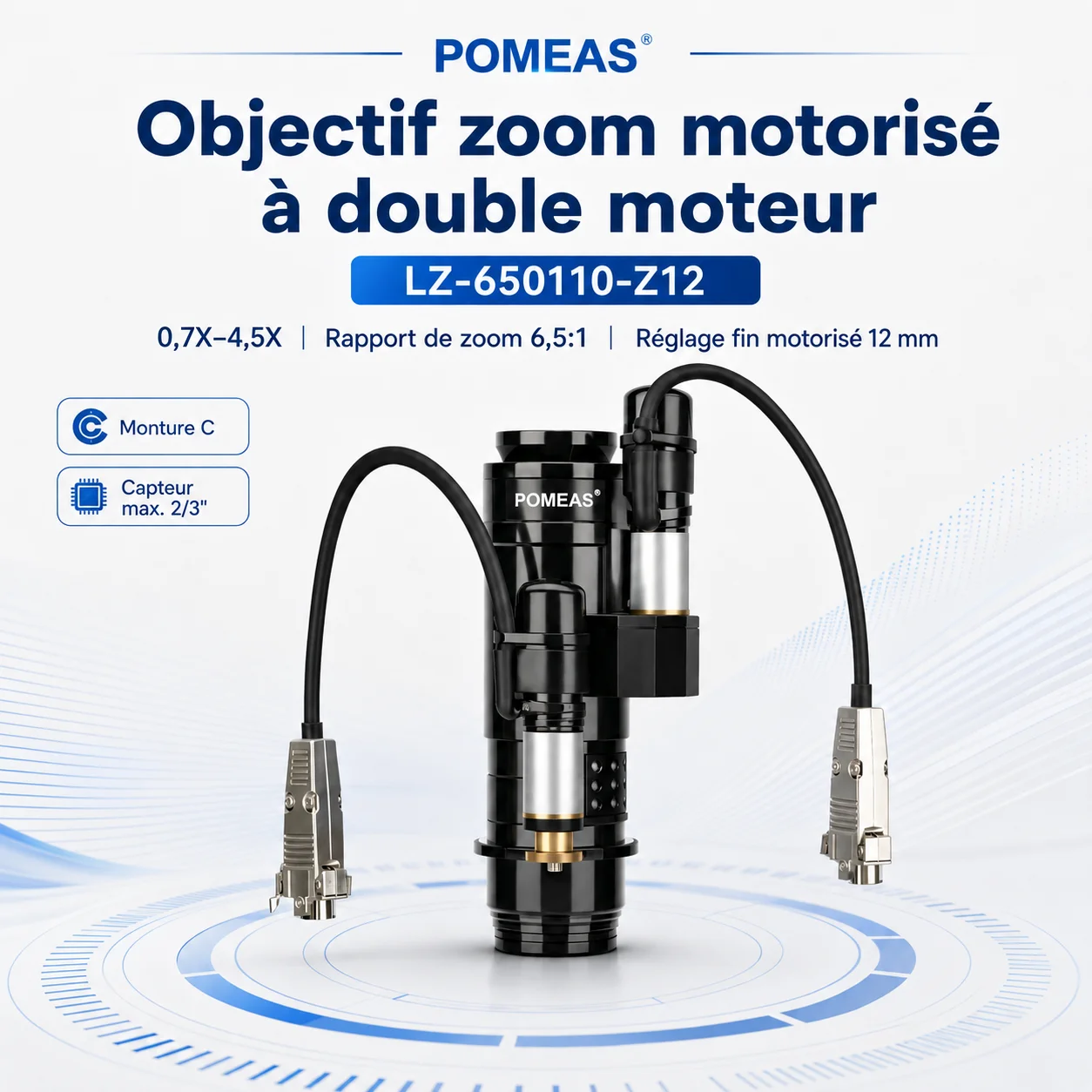 Objectif zoom motorisé double moteur 6,5X – Monture C