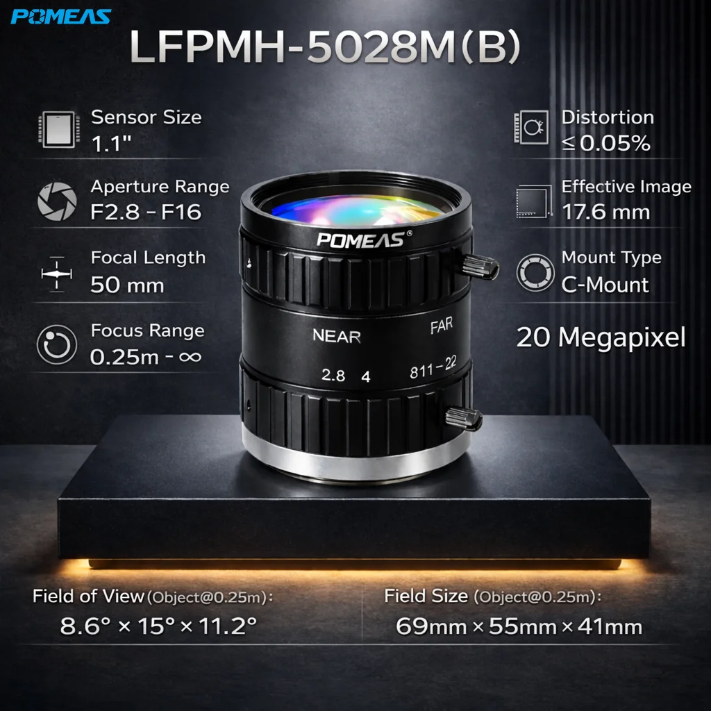 20MP 50mm C-Mount Machine Vision Lens for 1.1-Inch Cameras