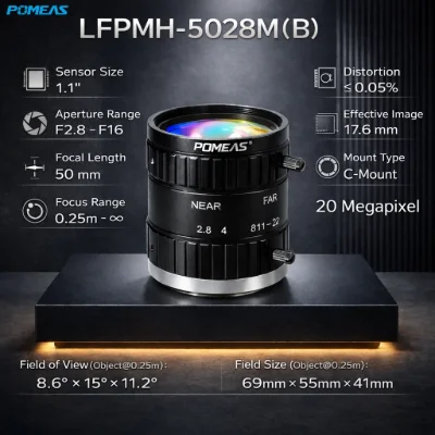 20MP 50mm C-Mount Machine Vision Lens for 1.1-Inch Cameras