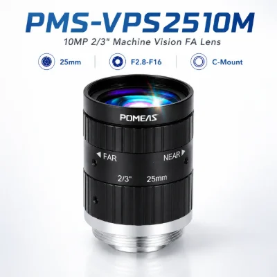 Pomeas 25mm C-Mount Machine Vision Lens for 2/3" 10MP Cameras