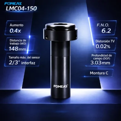 Objetivo macro 0,4X C-Mount para control de calidad industrial