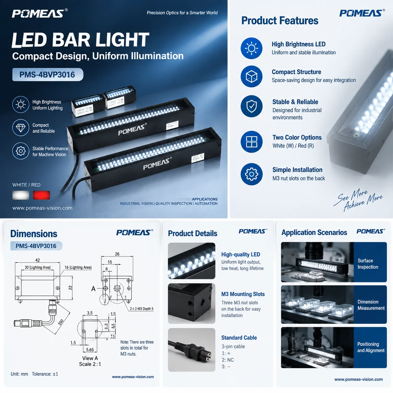 Compact LED Bar Light for Machine Vision | POMEAS