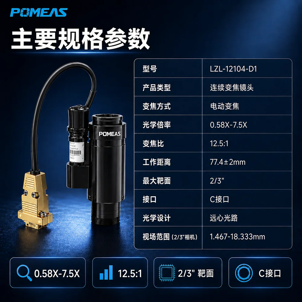 机器视觉电动连续变倍镜头