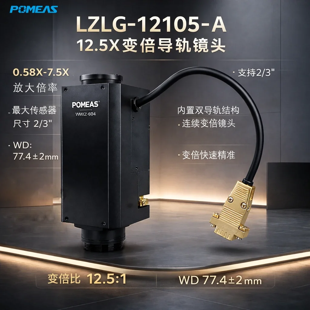 Lente de zoom con riel 12.5X y módulo de control WMXZ-604 para visión artificial