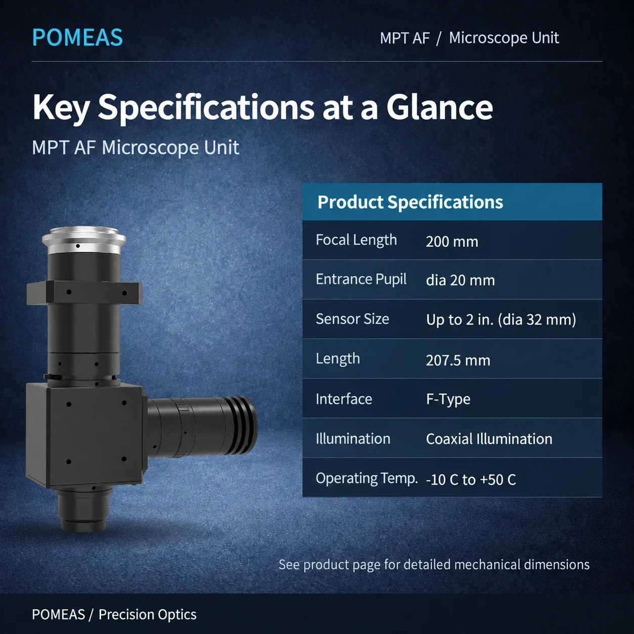POMEAS MPT-AF Unidad de Microscopio | Óptica Coaxial Corregida al Infinito