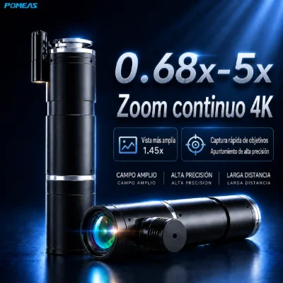 Lente zoom industrial 4K motorizado con iluminación coaxial