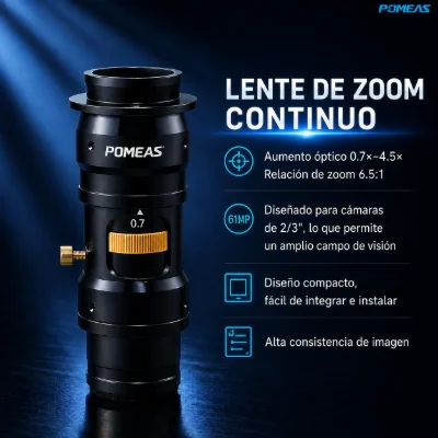 Lente zoom industrial PMS-LZ-63100 0,7×–4,5× para cámara de 2/3