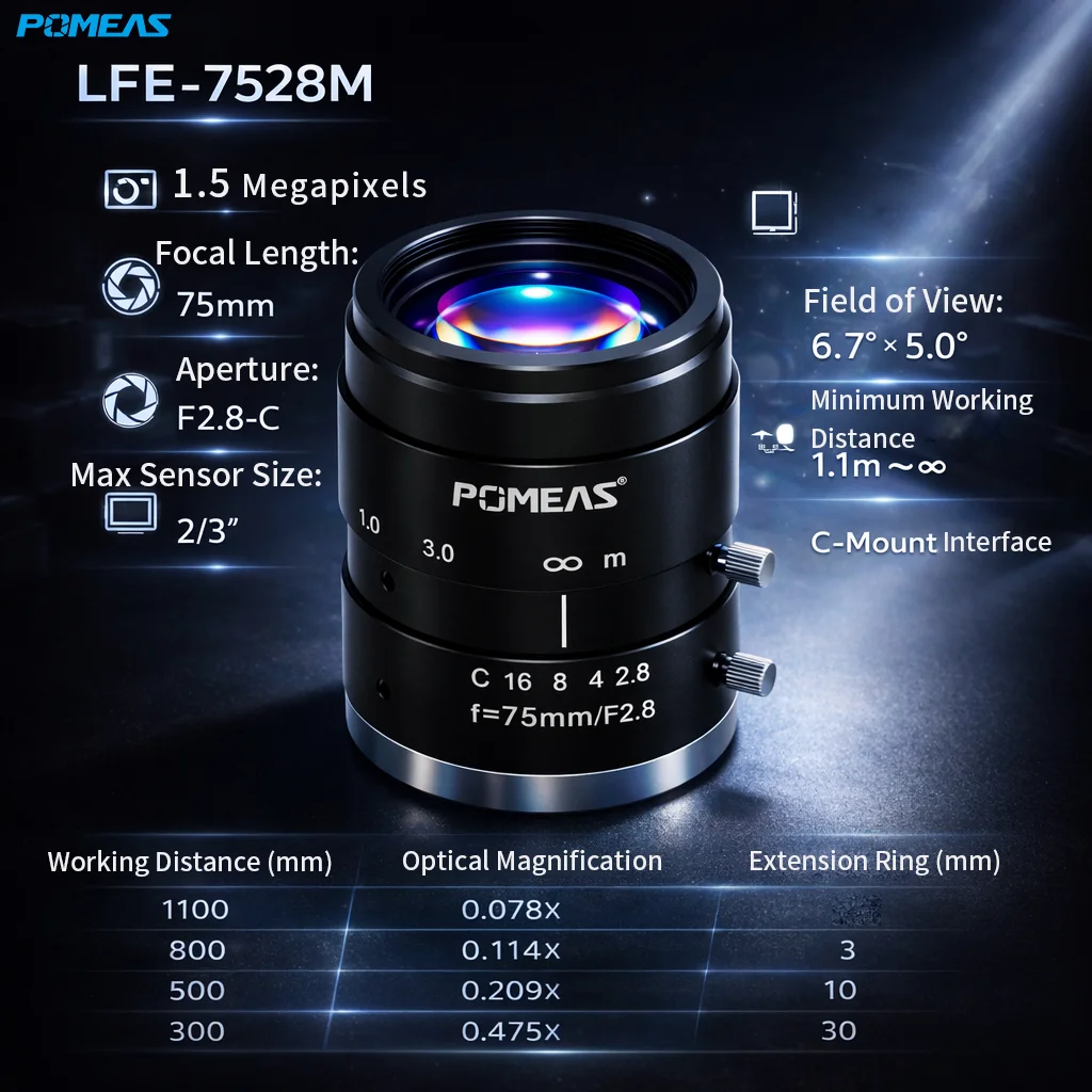 PMS-LFE-7528M Long Focal Length FA Lens for Narrow FOV Inspection