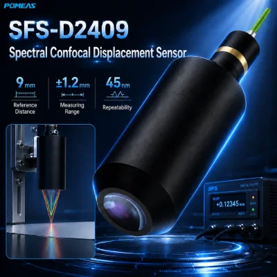 45 nm Chromatic Confocal Displacement Sensor with ±1.2 mm Range