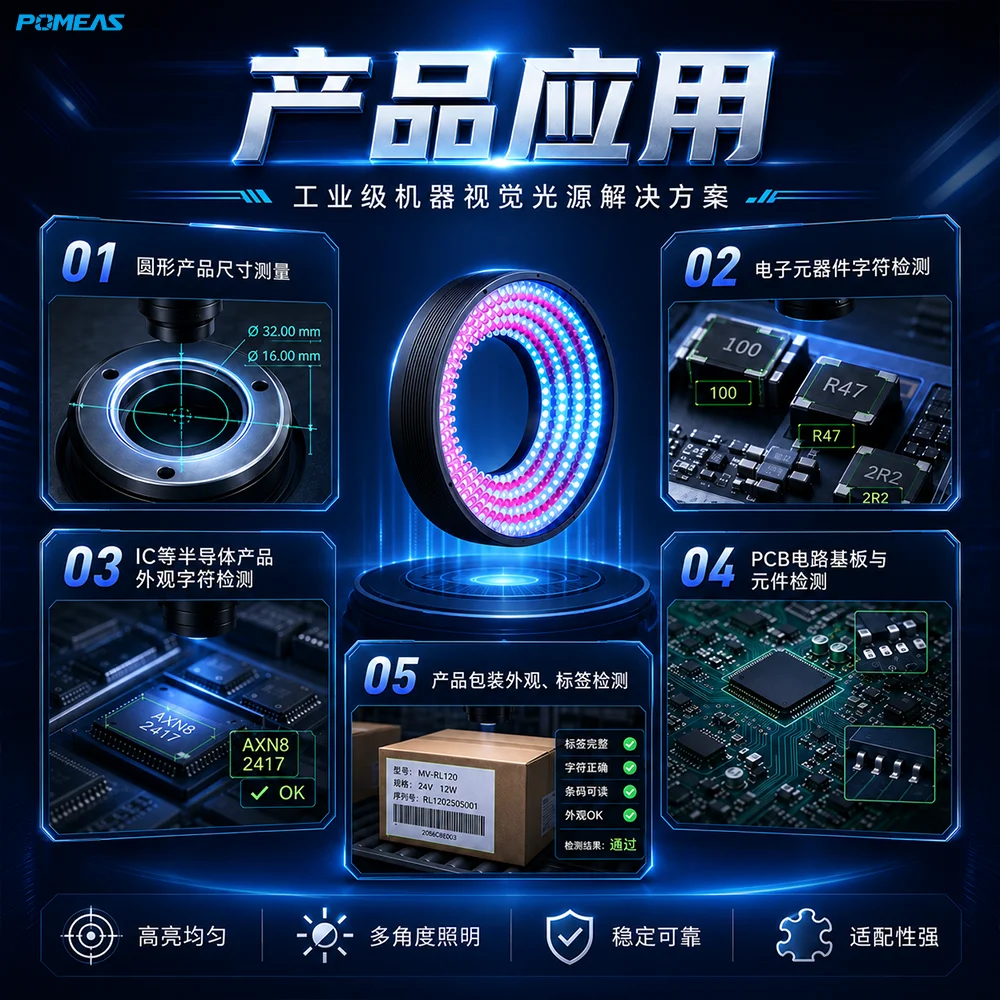 24V机器视觉LED环形光源 多尺寸红白蓝工业检测照明