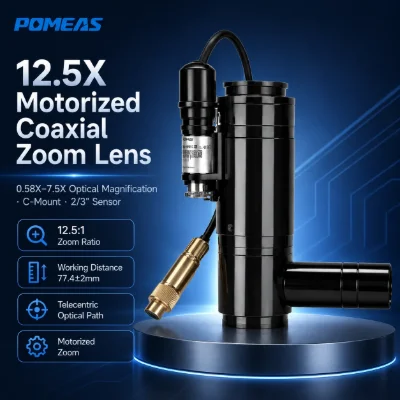 Pomeas 12.5X Motorized Coaxial Zoom Lens for Machine Vision