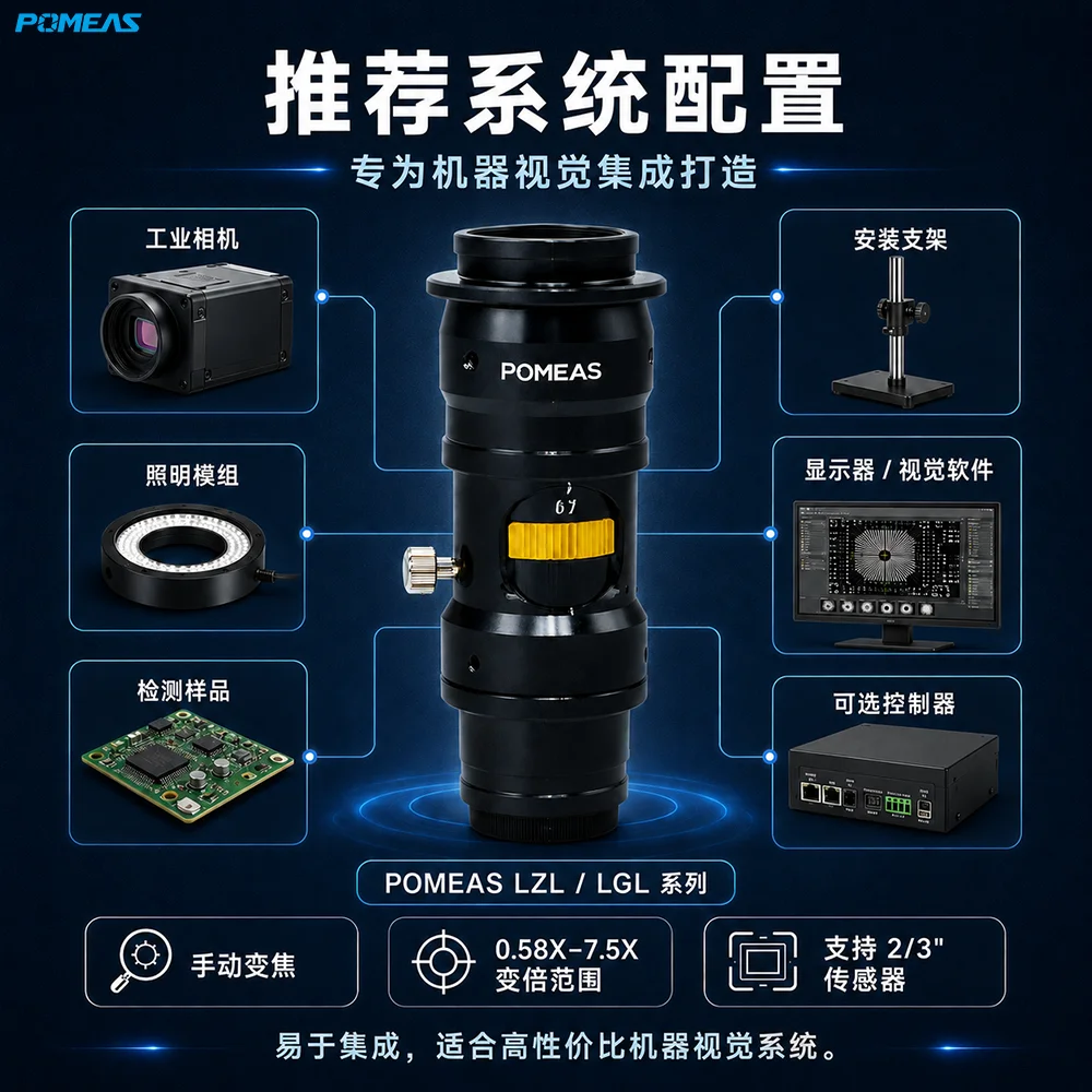12.5X连续变倍远心镜头 0.58X–7.5X 2/3英寸C接口