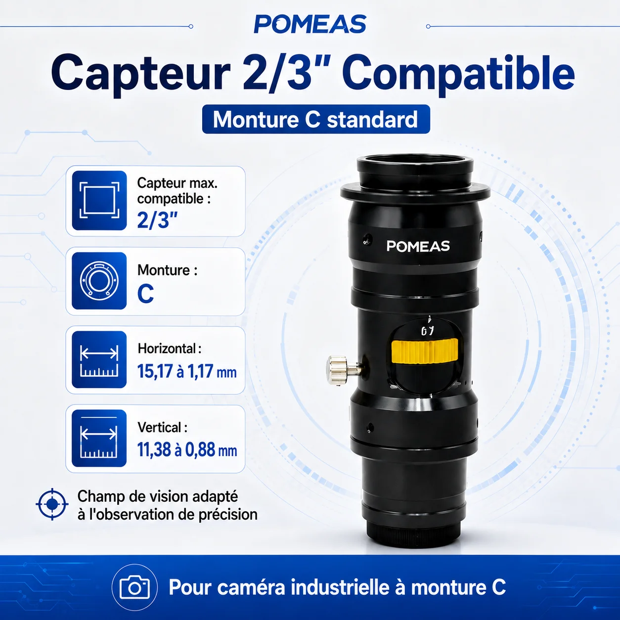 Objectif Zoom Télécentrique 12,5X pour Vision Industrielle