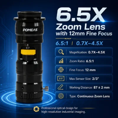 6.5X Continuous Zoom Lens with 12mm Fine Focus WD 87mm