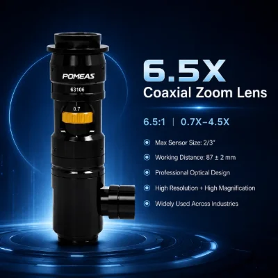 0.7X–4.5X Coaxial Zoom Microscope Lens for Industrial Cameras 