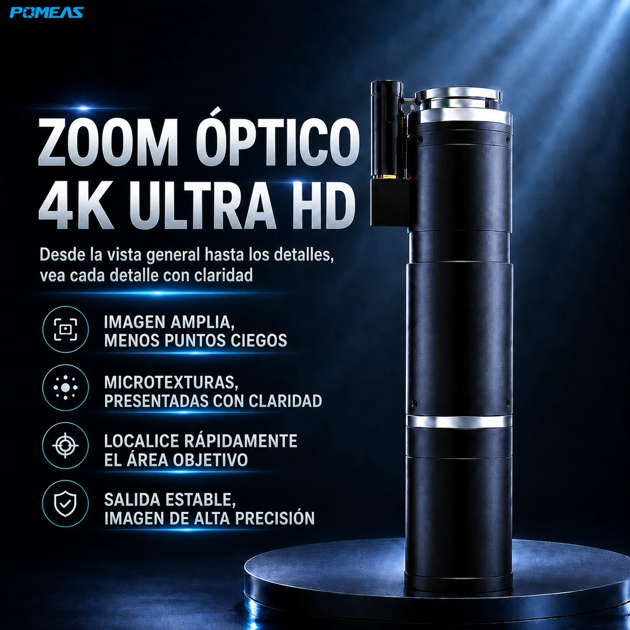 Lente zoom industrial motorizado 4K para visión artificial