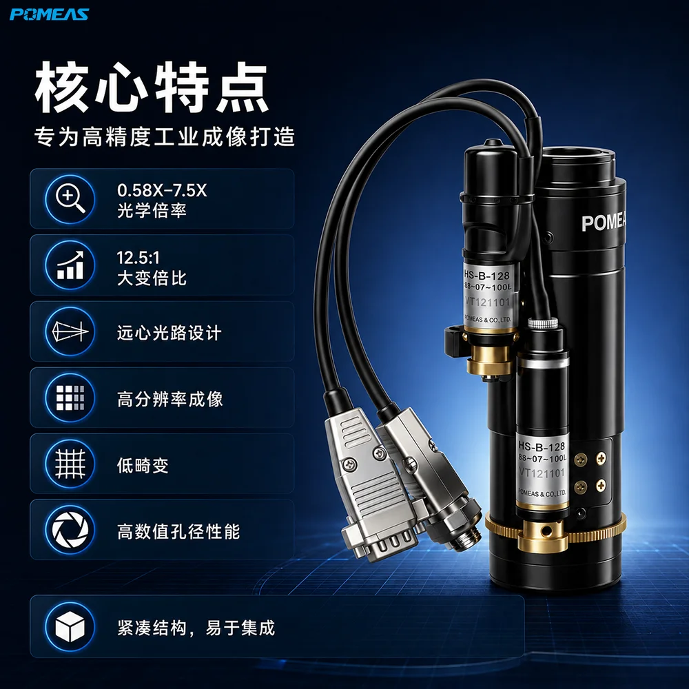 12.5倍双电机电动连续变倍镜头｜机器视觉远心镜头
