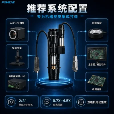 双马达电动连续变倍机器视觉镜头｜工业自动化检测