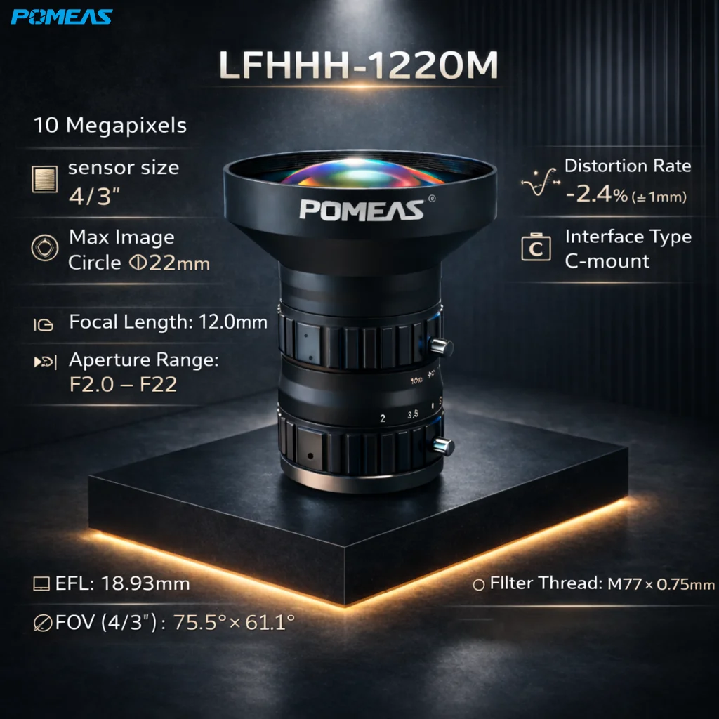 LFHHH-1220M 12mm 10MP 4/3-Inch FA Lens | POMEAS
