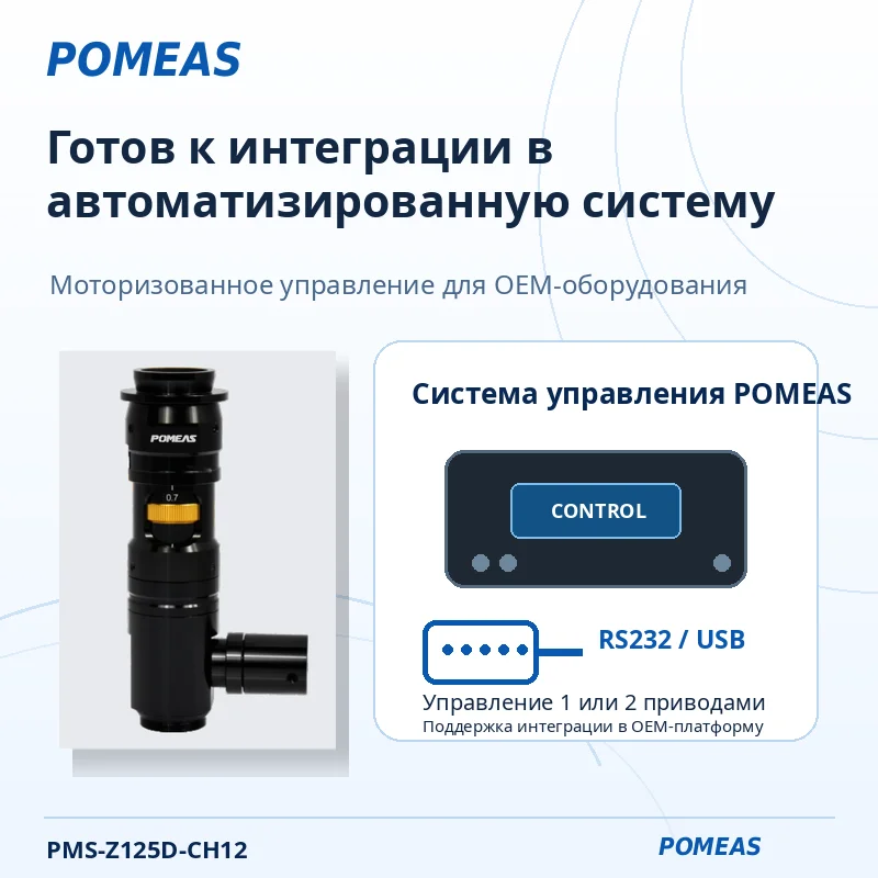 Моторизованный зум-объектив 12,5× для машинного зрения