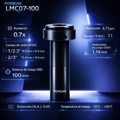 Lente macro telecéntrico 0,7X para control dimensional