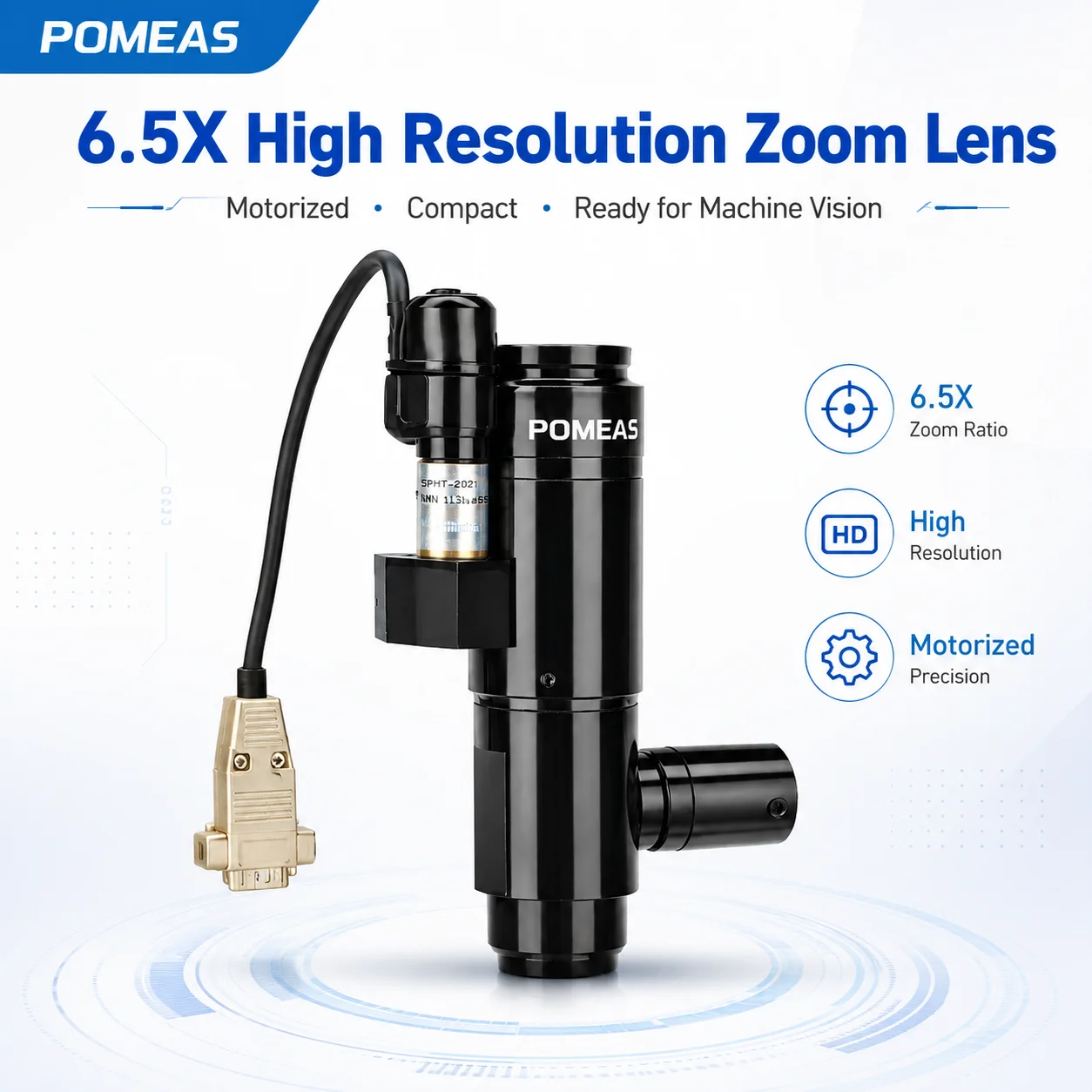 Objectif zoom motorisé 6,5X C-Mount pour vision industrielle