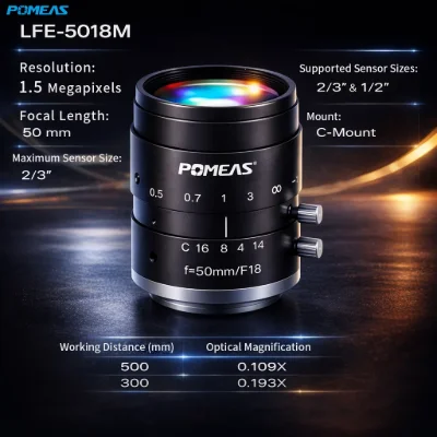 PMS-LFE-5018M 50mm F1.8 C-Mount FA Lens for Machine Vision