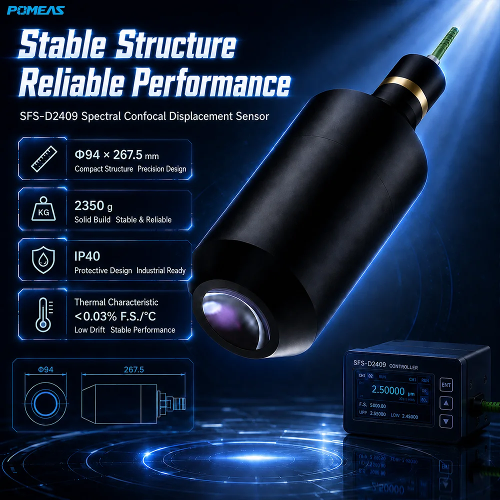 45 nm Chromatic Confocal Displacement Sensor with ±1.2 mm Range