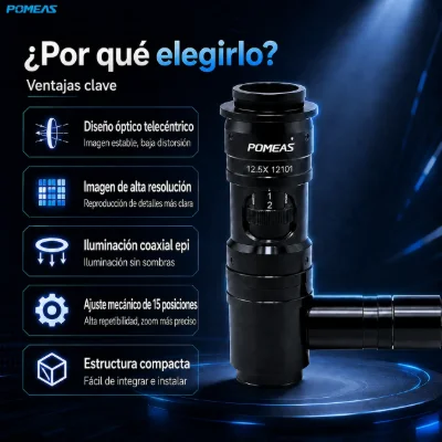 Lente zoom coaxial 12,5X con 15 posiciones repetibles