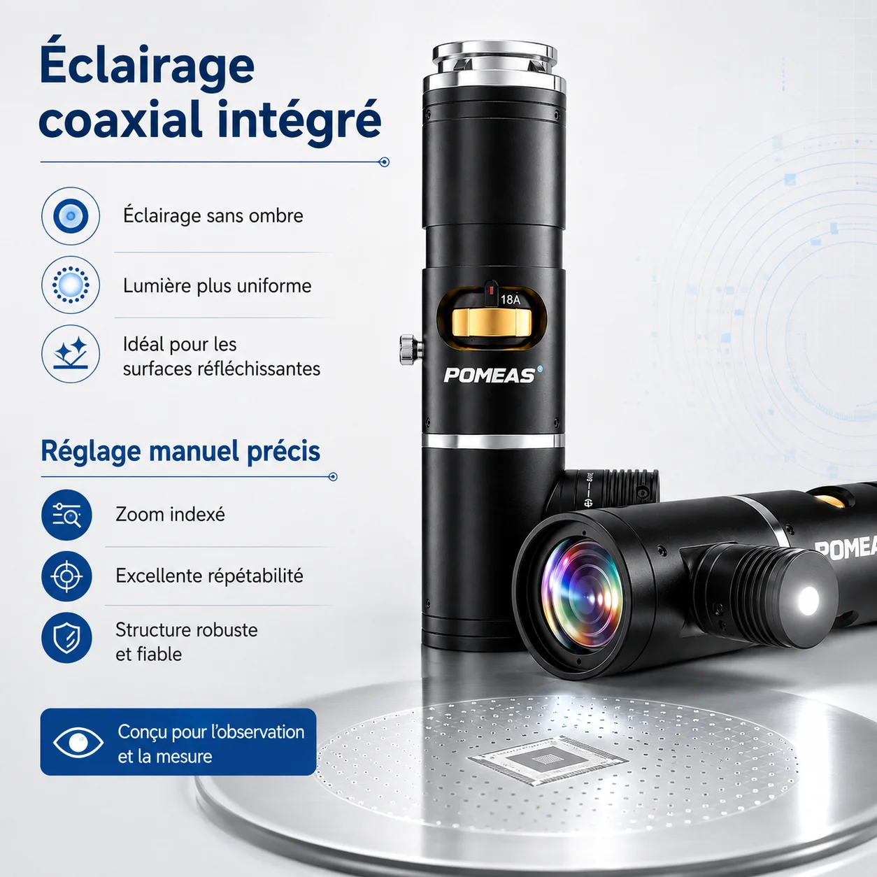 Objectif Zoom 4K Manuel avec Éclairage Coaxial | Monture C