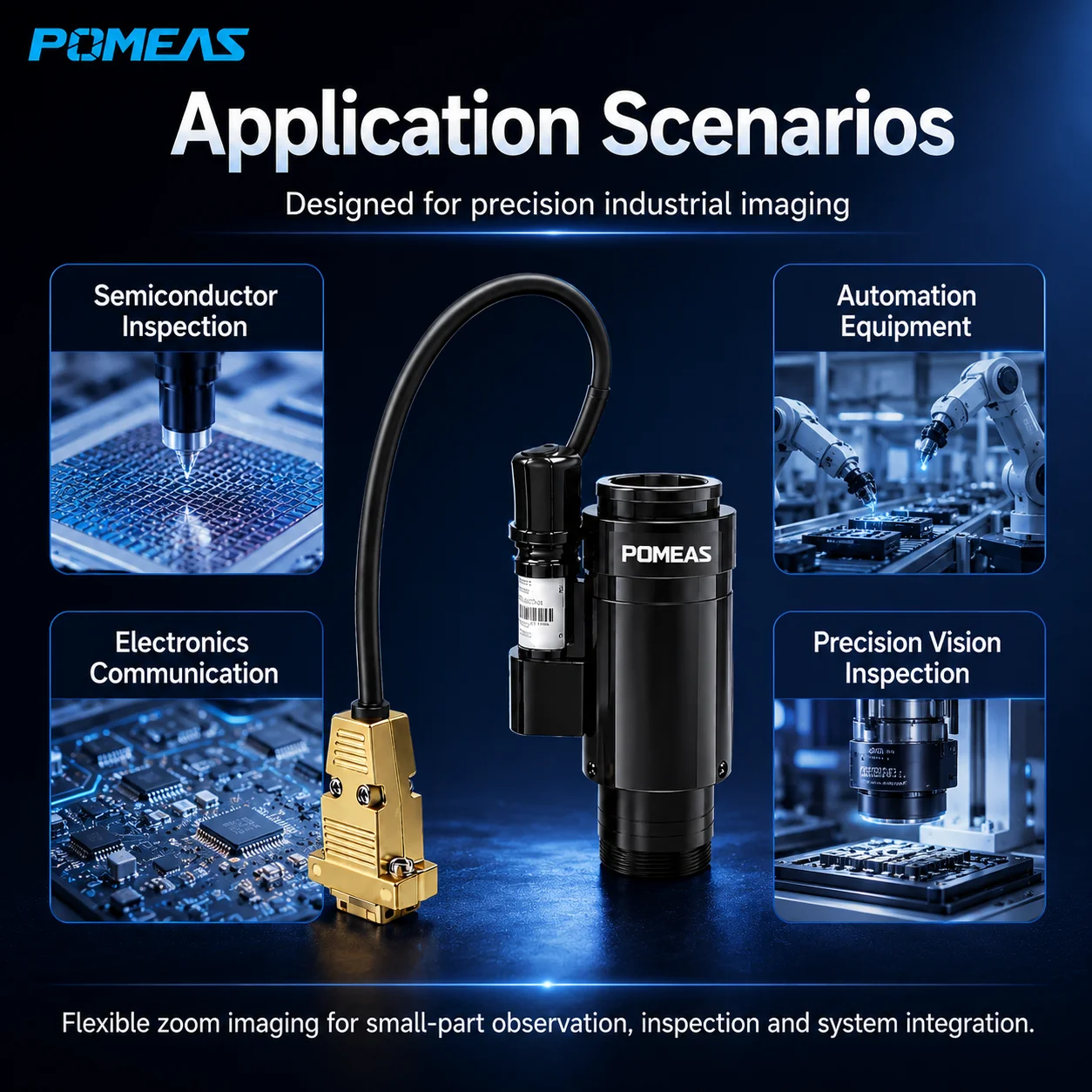 Pomeas Motorized 12.5X Zoom Lens for Automated Inspection