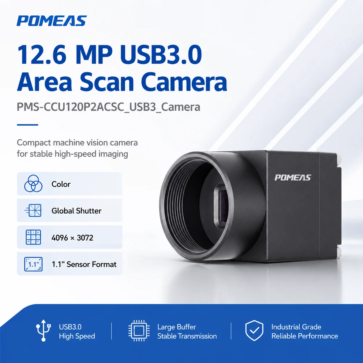 12.6MP 1.1 Inch Global Shutter USB3 Industrial Camera