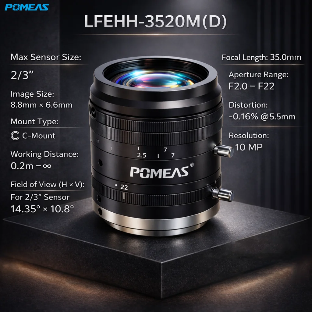 35mm 2/3-Inch 10MP Fixed-Focal C-Mount Machine Vision FA Lens