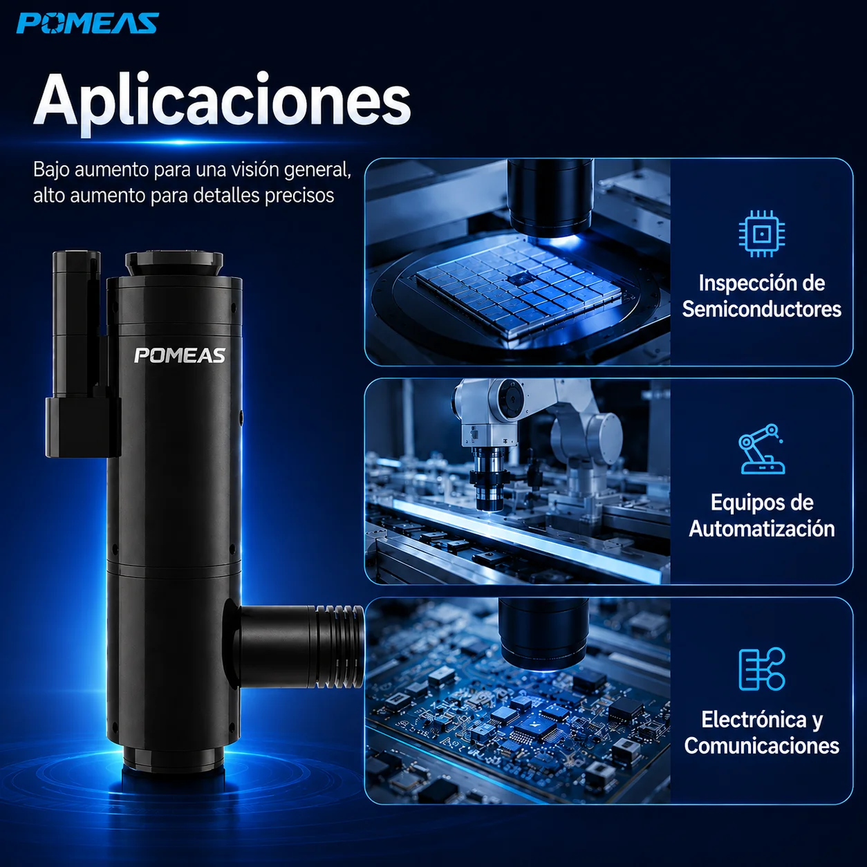 Lente zoom coaxial 14X para inspección de alta precisión